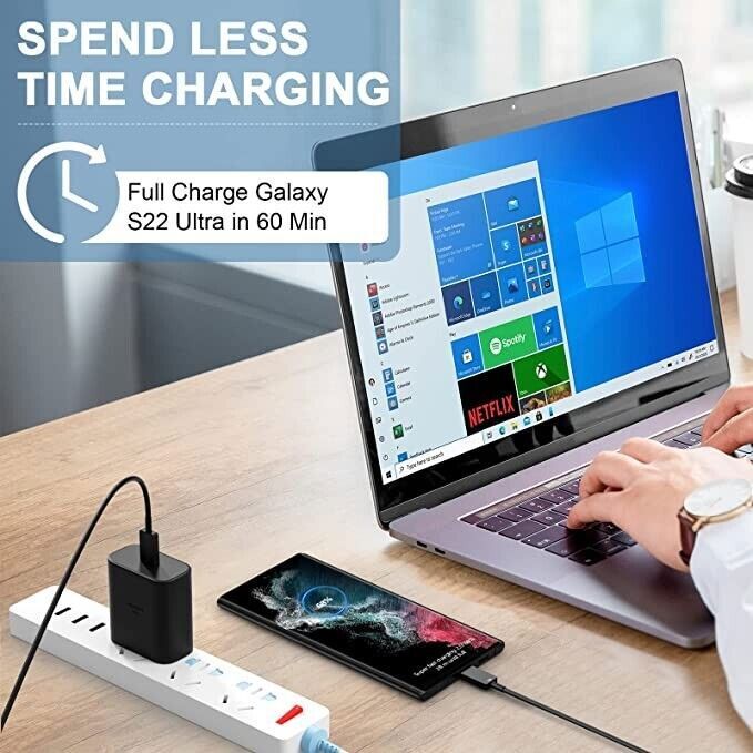 45w Type USB-C Super Fast Wall Charger 6FT Cable For Samsung Galaxy S23 S22 S21❗
