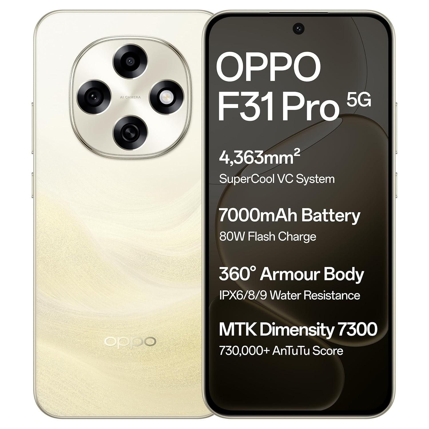 OPPO F31 Pro 5G (Desert Gold, 8GB RAM 128 GB) Dimensity 7300 Processor
