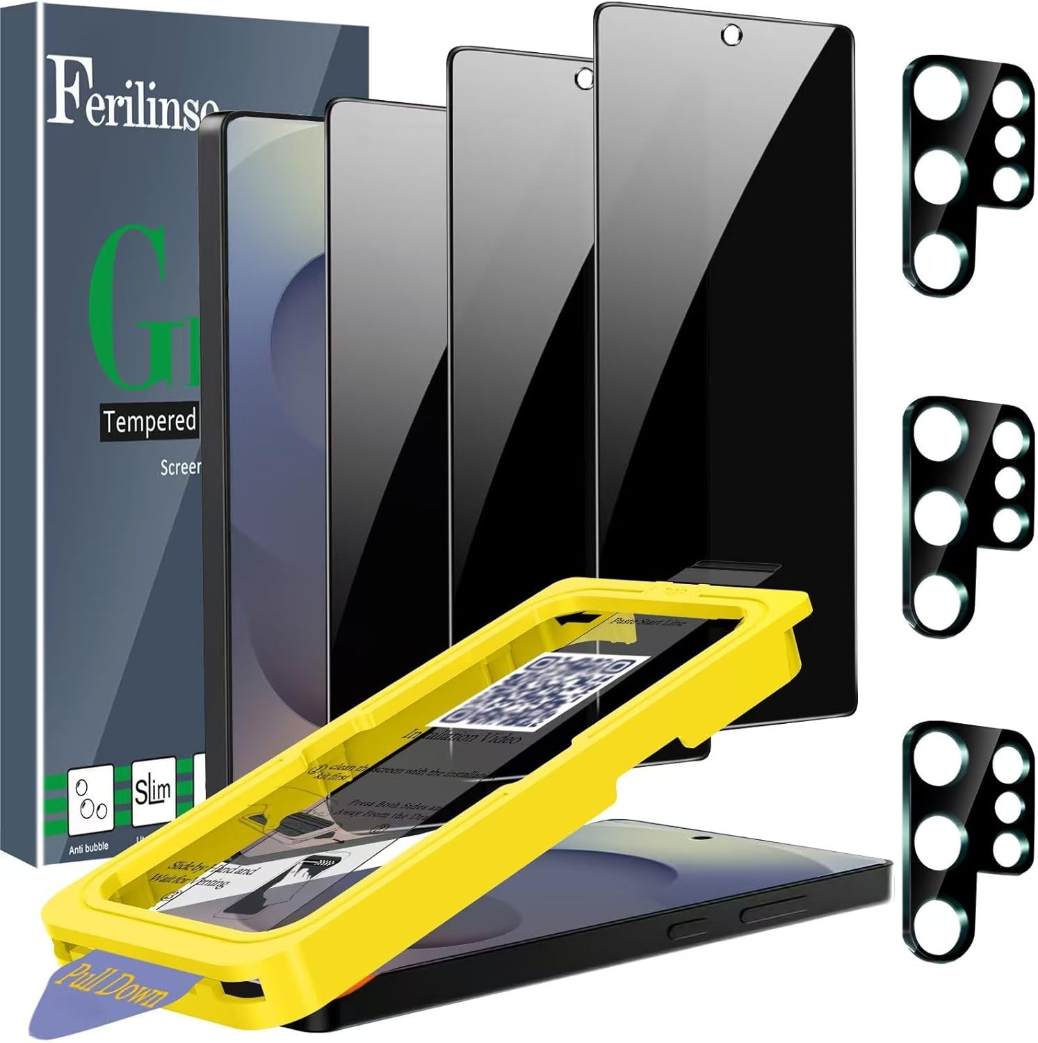3 Pack Privacy Screen Protectors & Camera Lens Accessories for Samsung Galaxy S2