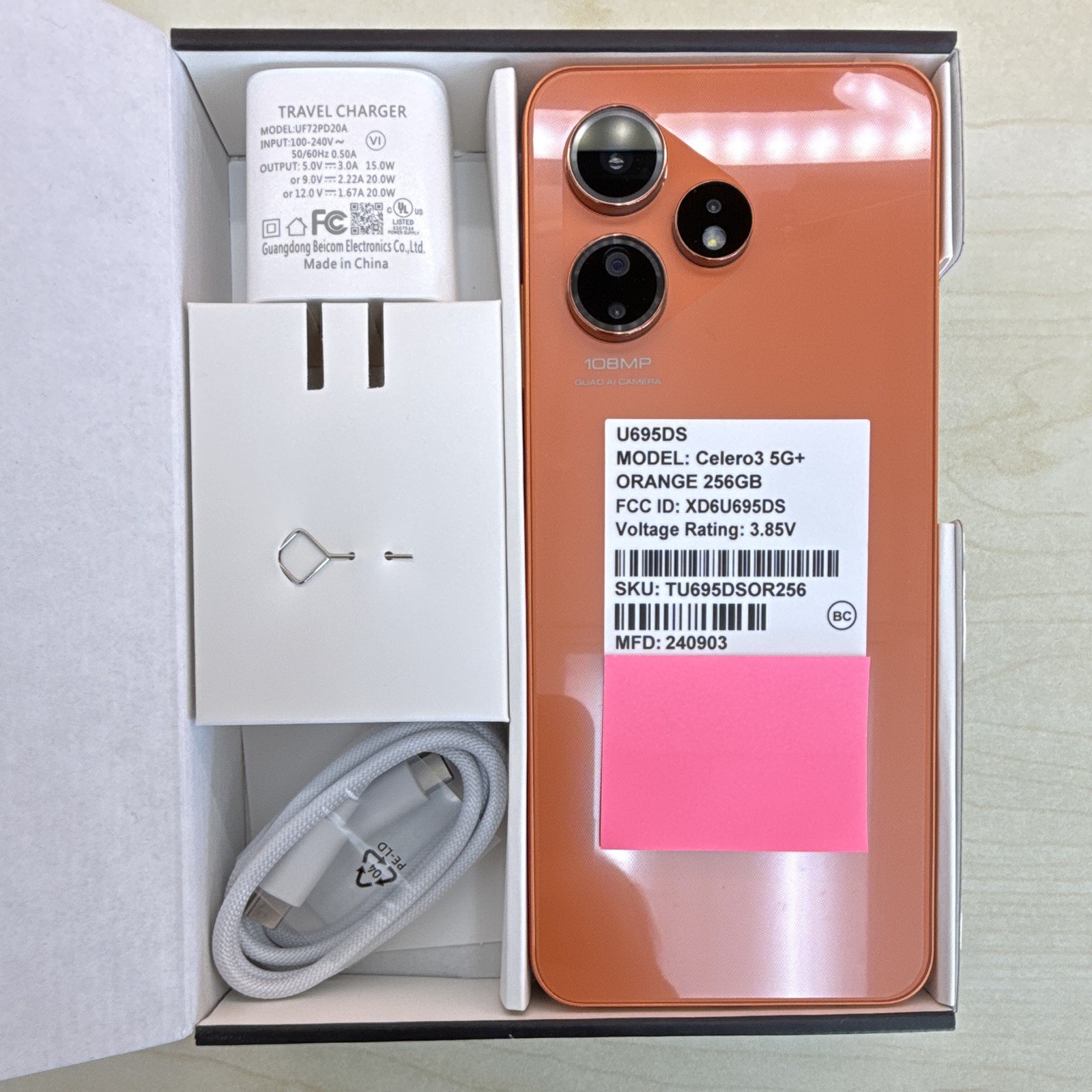 Celero Celero 5G+ 256GB Orange 8GB RAM 7in 108MP 5G MPN TU695DSOR256