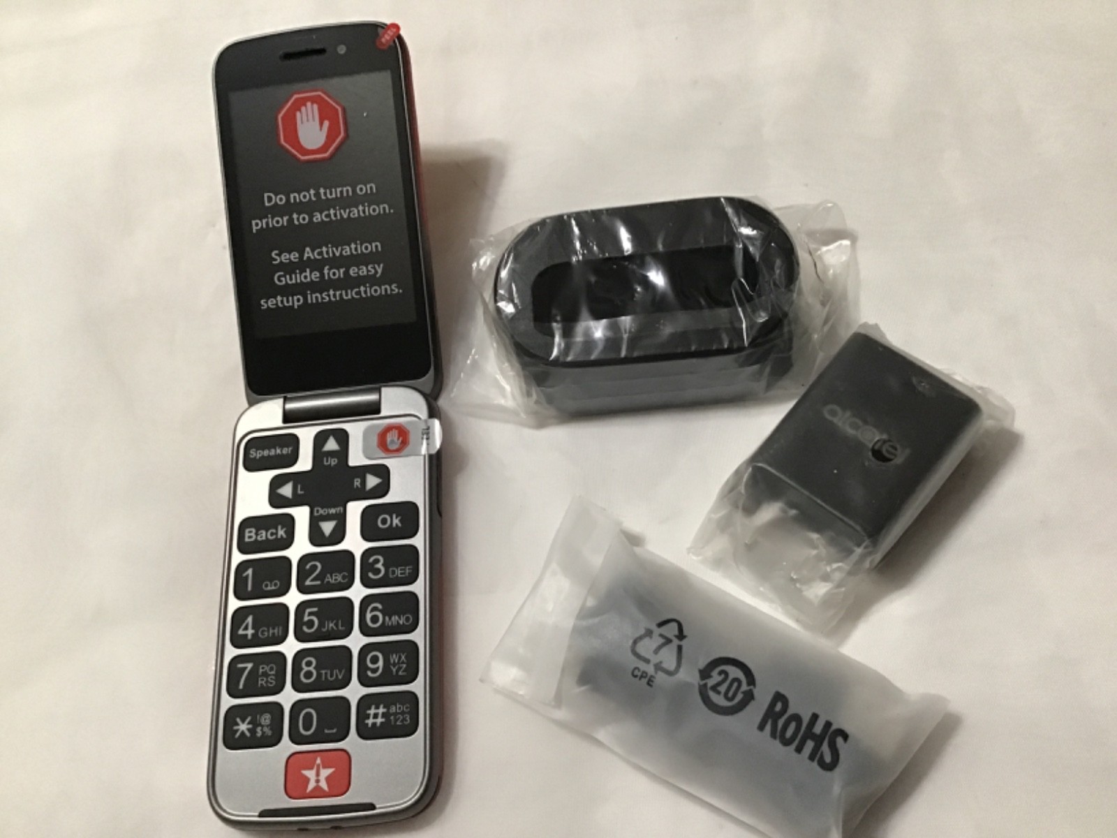 Alcatel jitterbug lively red flip 2 seniors cell phone, NEW/NO BOX