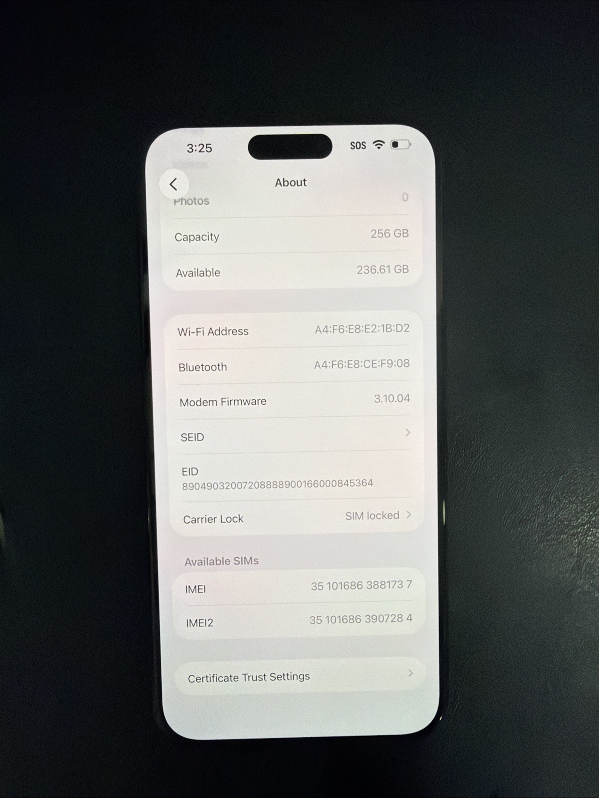 Apple iPhone 15 Pro Max 256GB Wi-Fi ONLY Fair Condition *For Parts / Repair*