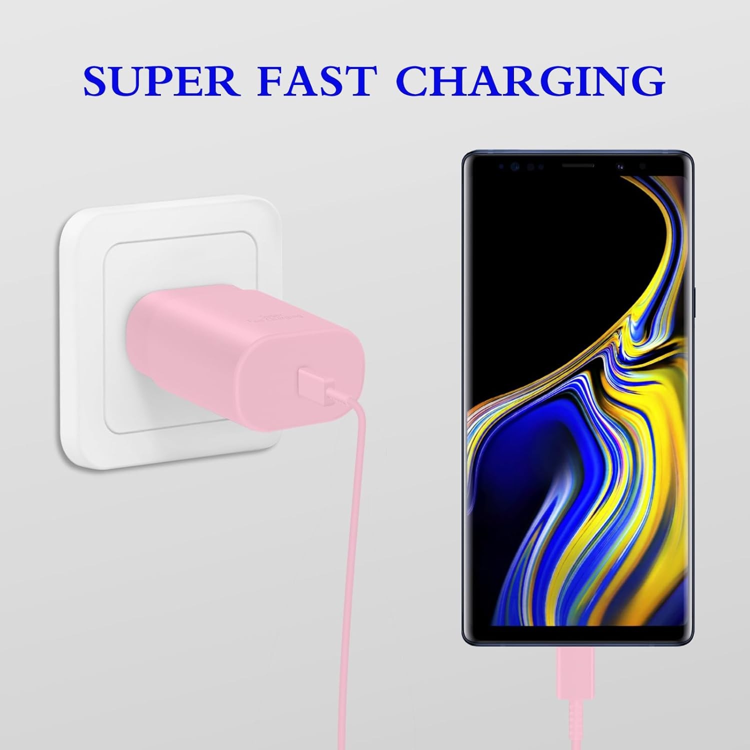 2-Pack 25W Type-C Super Fast Charger Block for Galaxy S23 Ultra/S22 6ft Cable