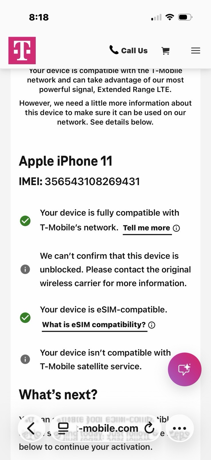 Apple iPhone 11 A2111 128 Purple Used Wifi. Verizon T Mobile